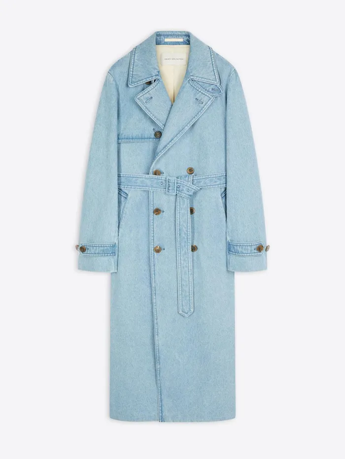 Men Dries Van Noten Coats and Jackets Denim Trench Coat
