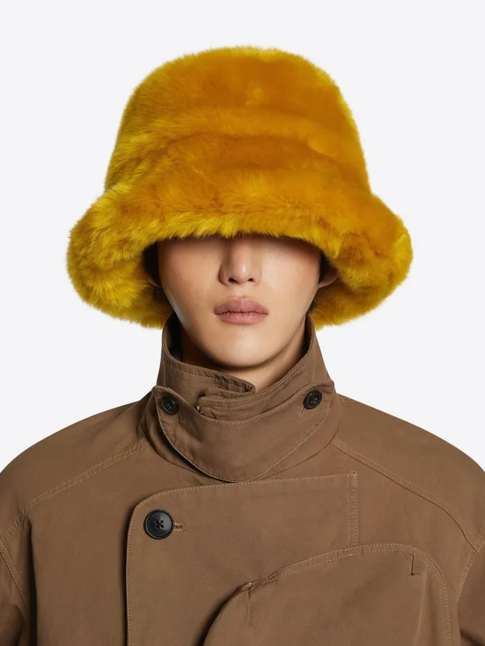 Men Dries Van Noten Hats and Caps Faux Fur Bucket Hat