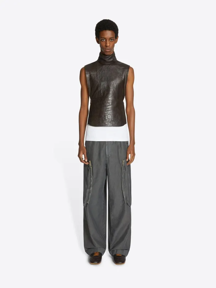 Men Dries Van Noten Shirts Leather Bib