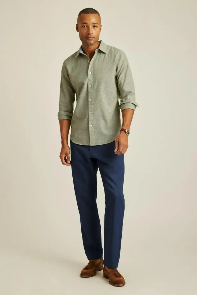 Men Easy Linen Shirt Olive Green Bonobos Business Casual Shirts