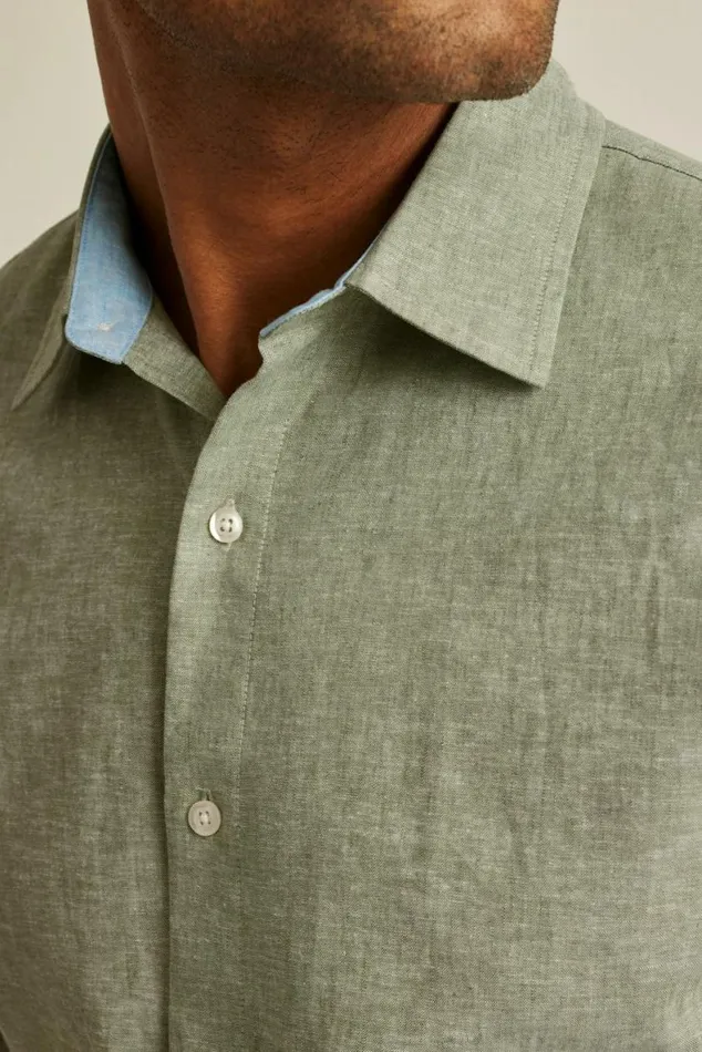 Men Easy Linen Shirt Olive Green Bonobos Business Casual Shirts