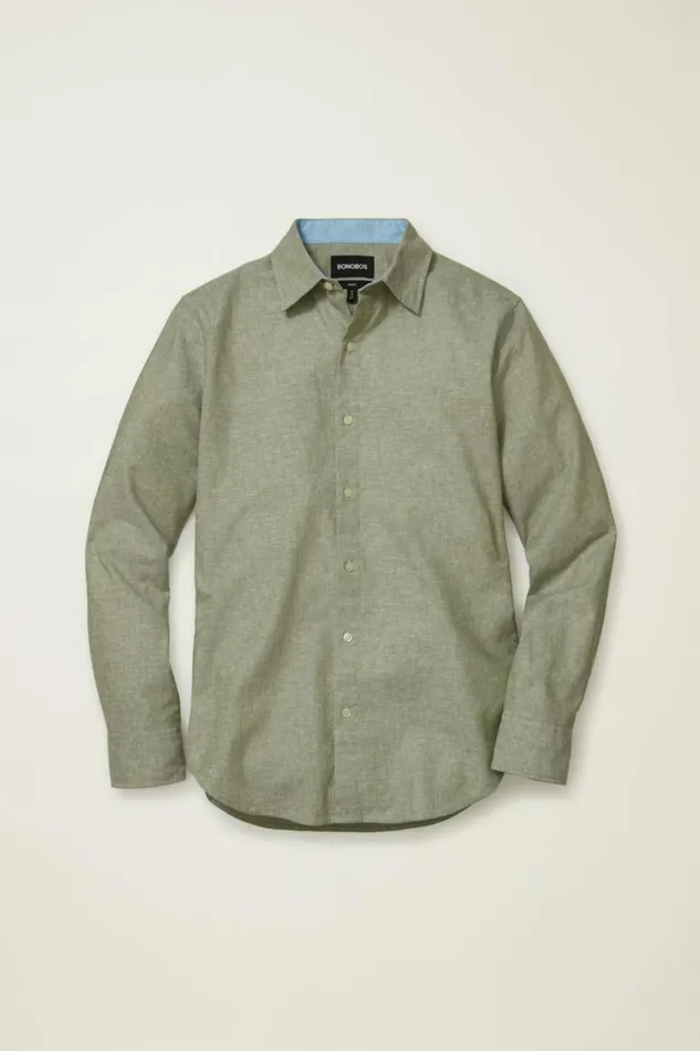 Men Easy Linen Shirt Olive Green Bonobos Business Casual Shirts