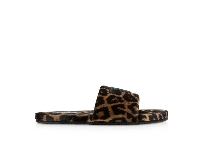 Men Espadrilles and Sandals Tom Ford Leopard Print Velour Harrison Slipper