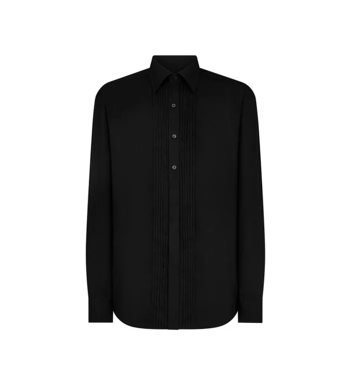 Men Evening Tom Ford Silk Parachute Slim Fit Evening Shirt Black