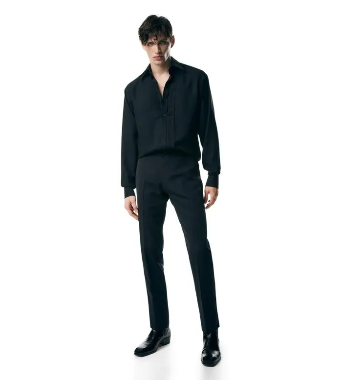 Men Evening Tom Ford Silk Parachute Slim Fit Evening Shirt Black