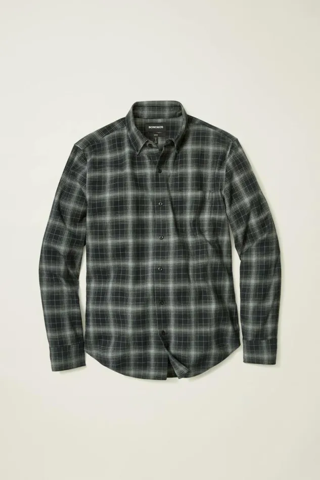 Men Everyday Lightweight Flannel Shirt Charcoal Tadley Plaid Bonobos Overshirts