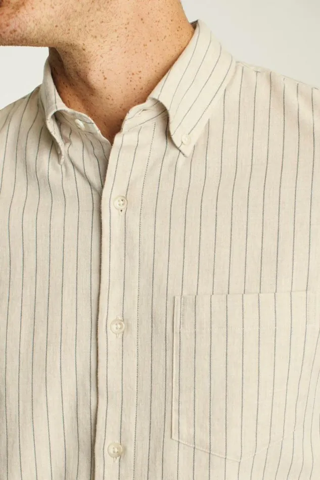 Men Everyday Lightweight Flannel Shirt Khaki Stripe Bonobos Overshirts