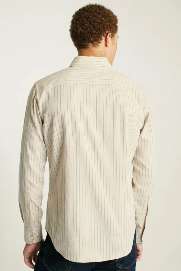 Men Everyday Lightweight Flannel Shirt Khaki Stripe Bonobos Overshirts