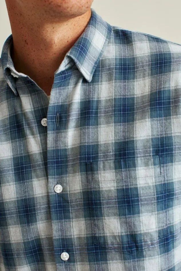 Men Everyday Lightweight Flannel Shirt Light Navy Plaid Bonobos Overshirts