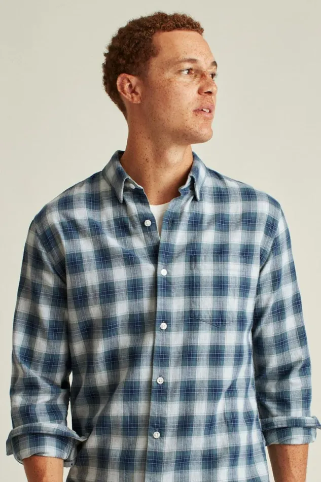 Men Everyday Lightweight Flannel Shirt Light Navy Plaid Bonobos Overshirts