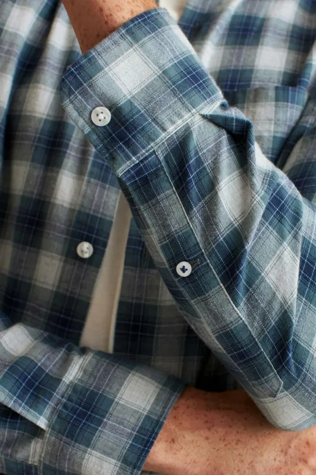 Men Everyday Lightweight Flannel Shirt Light Navy Plaid Bonobos Overshirts
