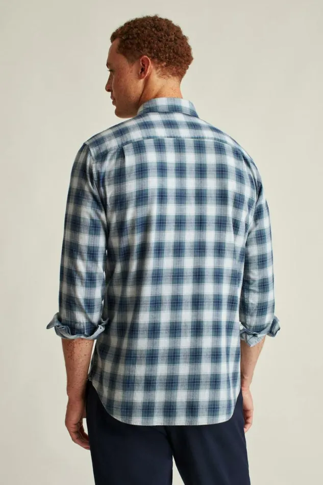 Men Everyday Lightweight Flannel Shirt Light Navy Plaid Bonobos Overshirts