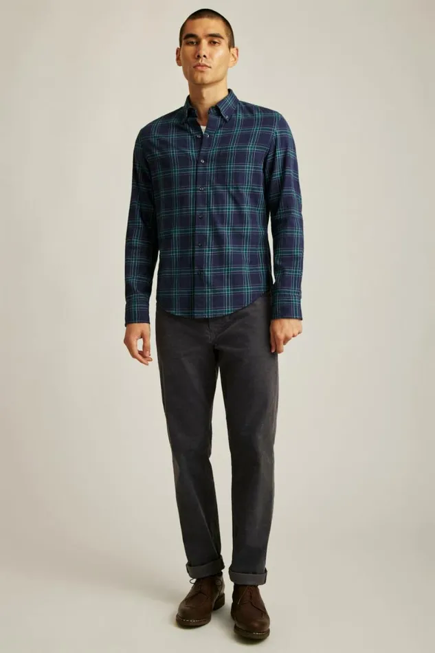 Men Everyday Lightweight Flannel Shirt Navy Tadley Plaid Bonobos Overshirts