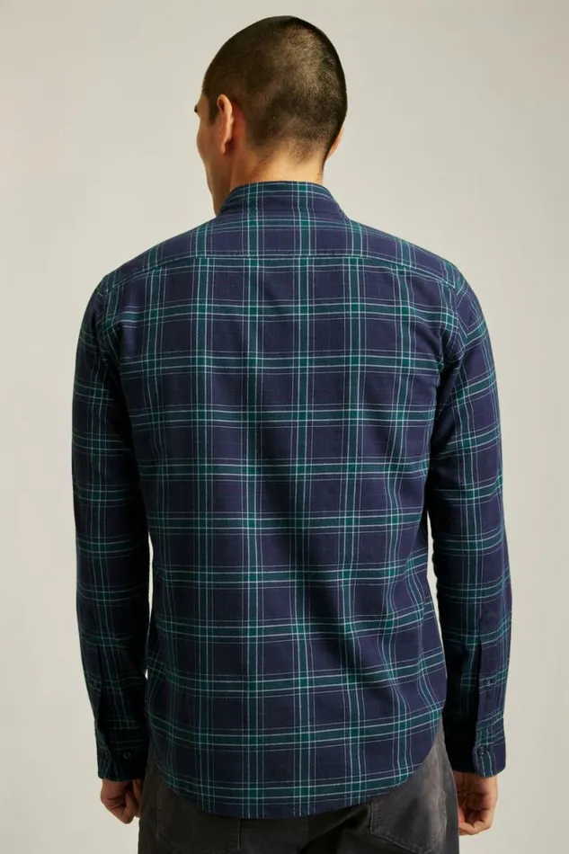 Men Everyday Lightweight Flannel Shirt Navy Tadley Plaid Bonobos Overshirts