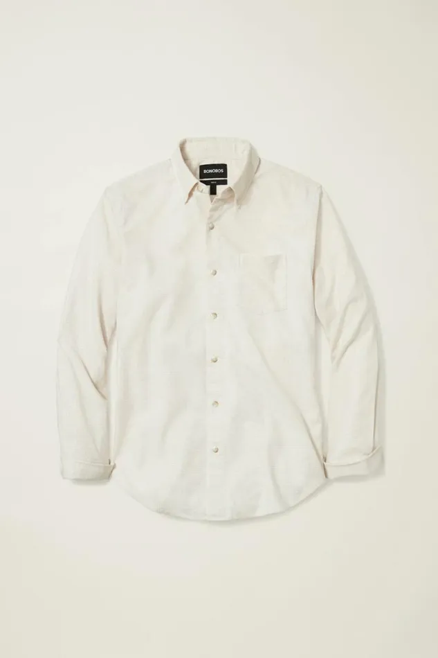 Men Everyday Lightweight Flannel Shirt Oatmeal Micro Houndstooth Bonobos Overshirts