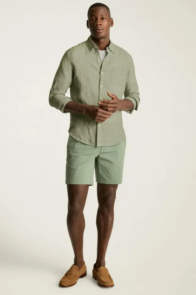 Men Everyday Linen Shirt Dusty Green Bonobos Casual Shirts