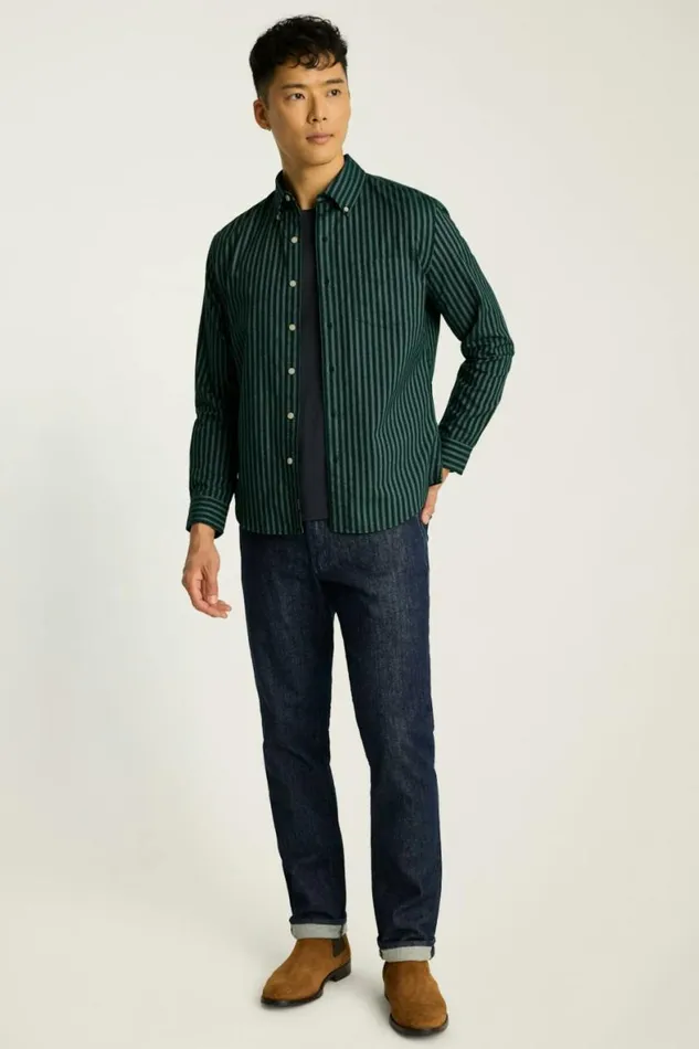 Men Everyday Oxford Shirt Evergreen Stripe Bonobos Casual Shirts