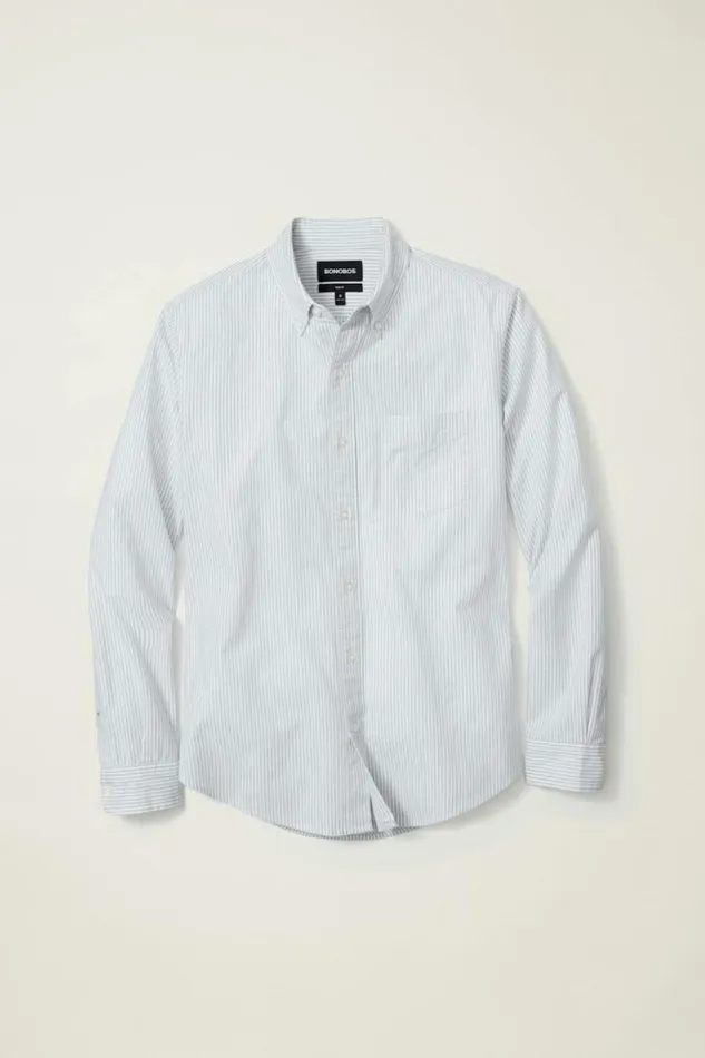 Men Everyday Oxford Shirt Grey Classic Stripe Bonobos Business Casual Shirts