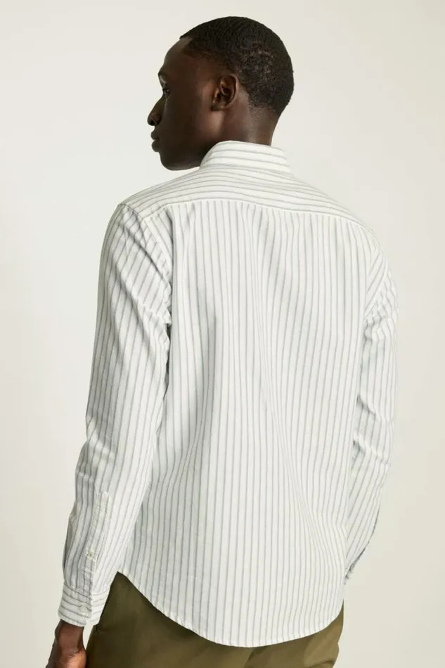 Men Everyday Oxford Shirt White Sage Stripe Bonobos Casual Shirts