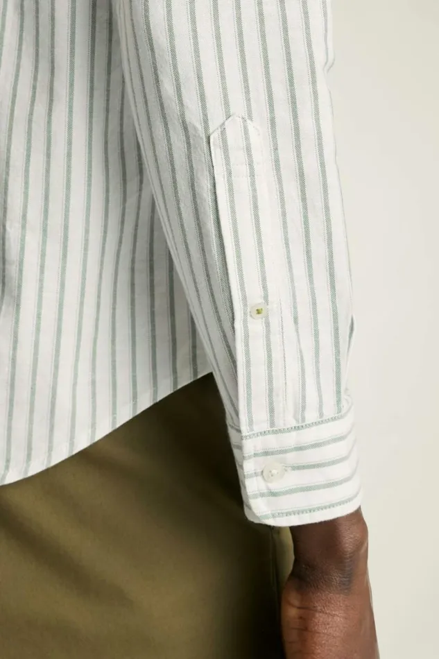 Men Everyday Oxford Shirt White Sage Stripe Bonobos Casual Shirts