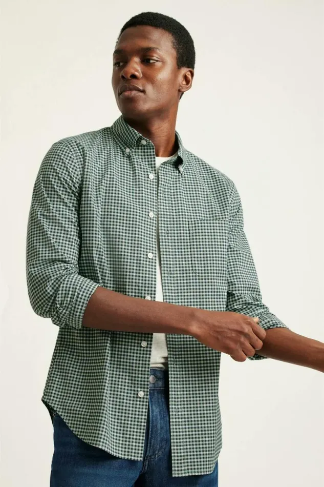 Men Everyday Shirt Green Lake Gingham Bonobos Business Casual Shirts