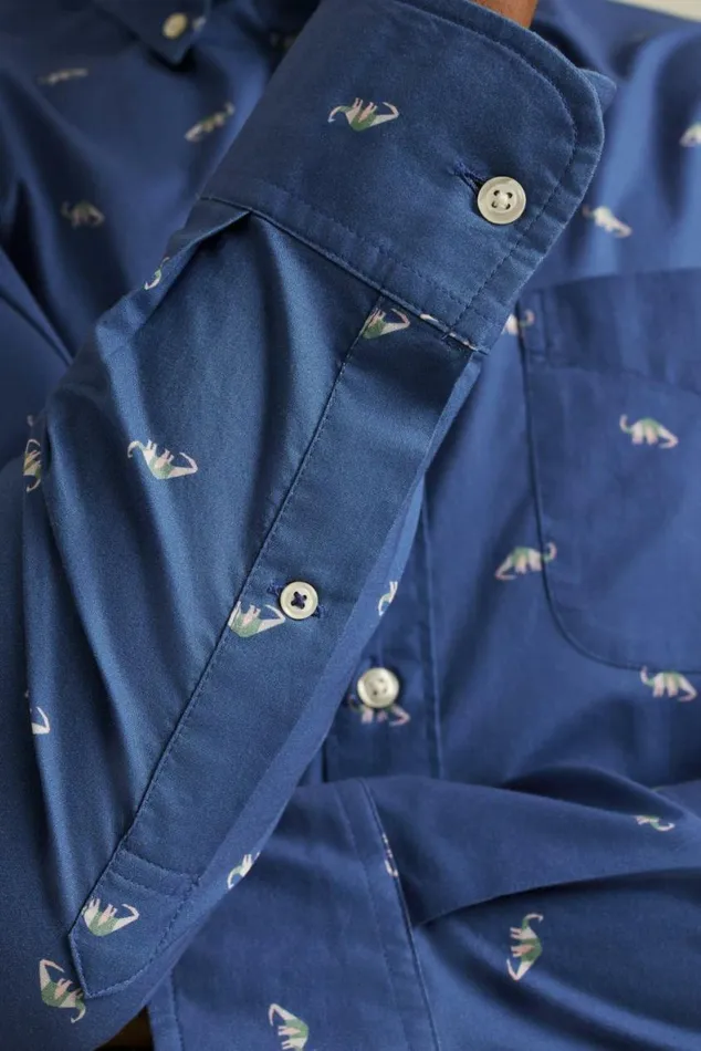 Men Everyday Shirt Navy Brontosaurus Bonobos Business Casual Shirts