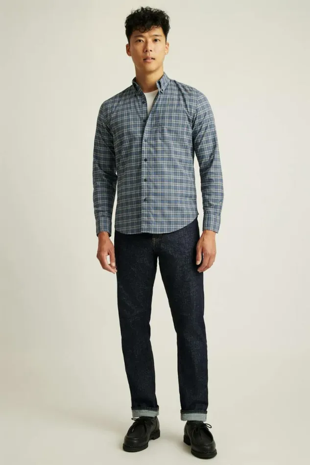Men Everyday Shirt Navy Plaid Bonobos Business Casual Shirts