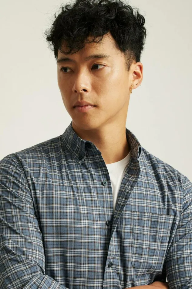 Men Everyday Shirt Navy Plaid Bonobos Business Casual Shirts