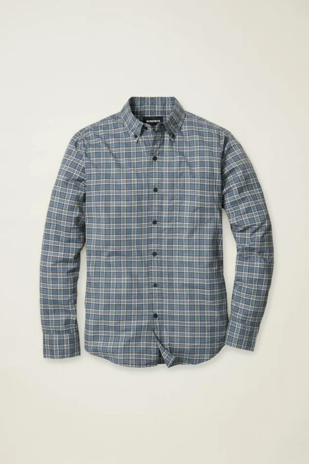 Men Everyday Shirt Navy Plaid Bonobos Business Casual Shirts