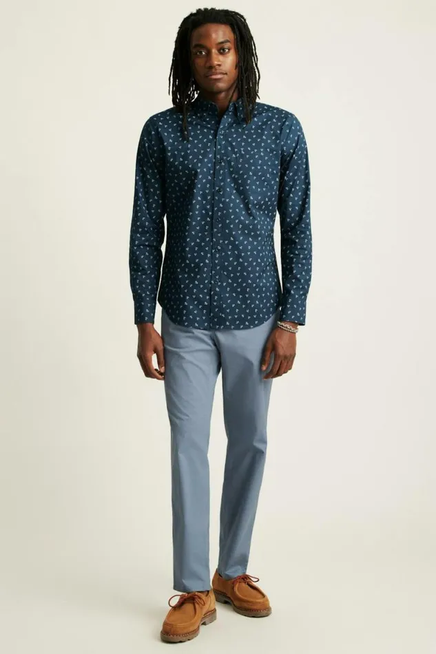 Men Everyday Shirt Navy Violet Floral Bonobos Business Casual Shirts