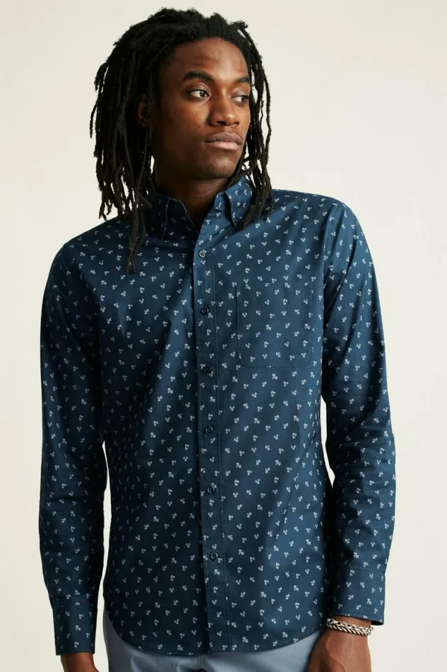 Men Everyday Shirt Navy Violet Floral Bonobos Business Casual Shirts