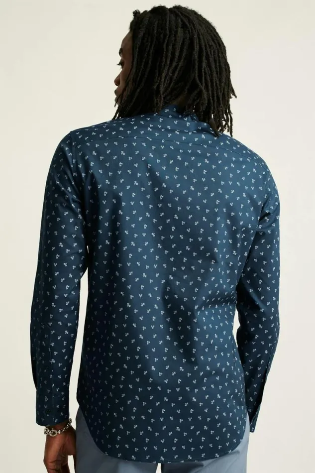 Men Everyday Shirt Navy Violet Floral Bonobos Business Casual Shirts