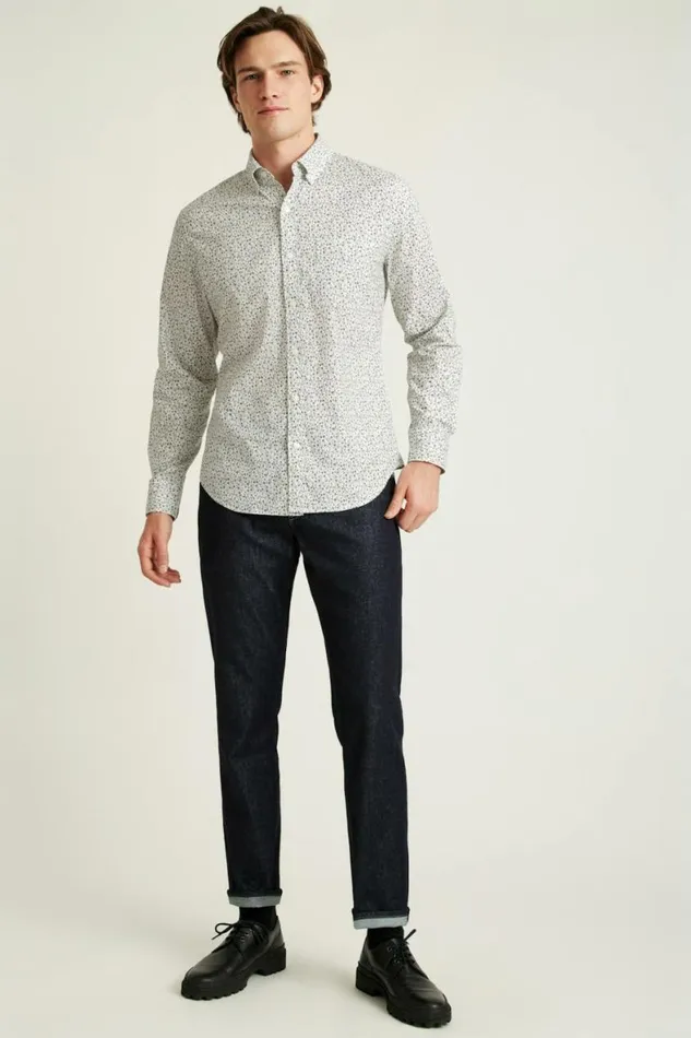 Men Everyday Shirt Olive Floral Scatter Bonobos Business Casual Shirts
