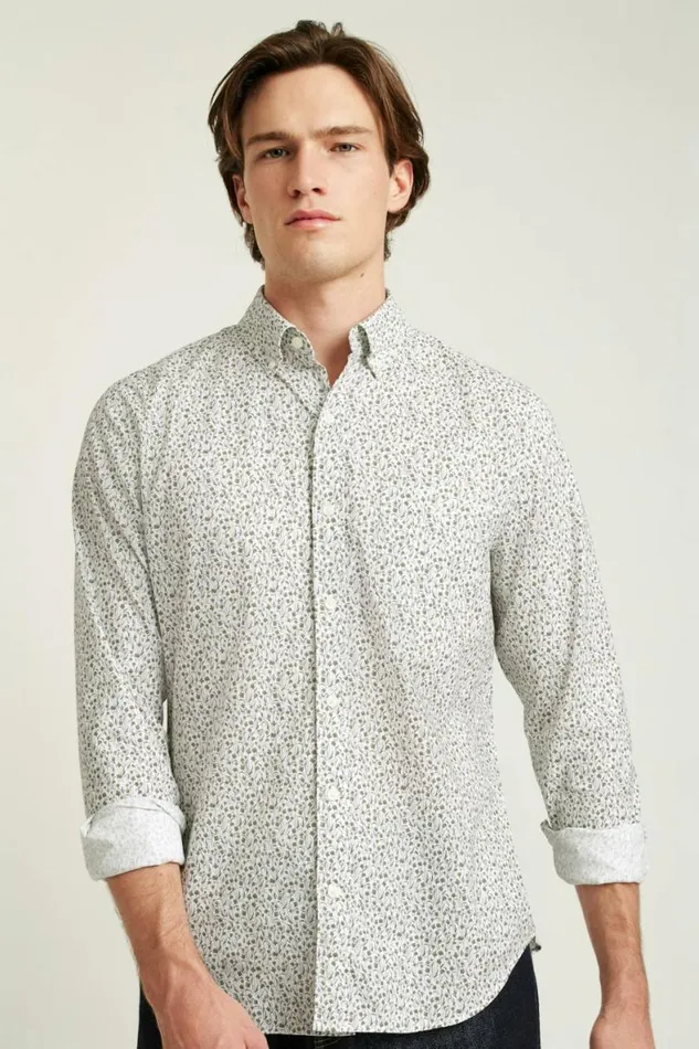 Men Everyday Shirt Olive Floral Scatter Bonobos Business Casual Shirts