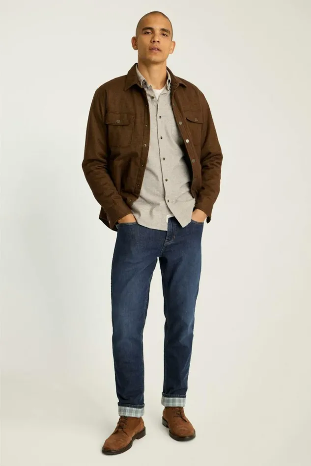 Men Fireside Flannel Lined Jean Dark Blue Wash Bonobos Jeans