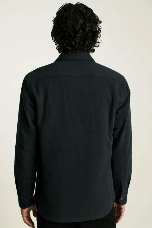 Men Flannel Quilted Jacket Charcoal Herringbone Bonobos Overshirts