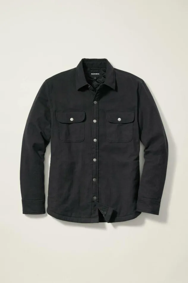 Men Flannel Quilted Jacket Charcoal Herringbone Bonobos Overshirts