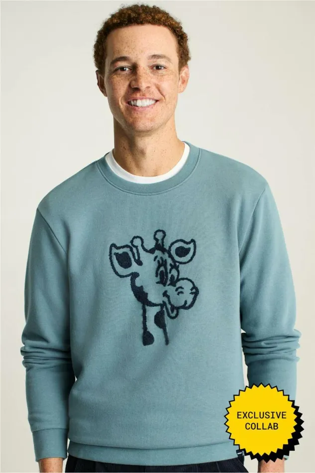 Men Geoffrey Supersoft Crew Kazoo Blue Bonobos Crew and VNeck Sweaters