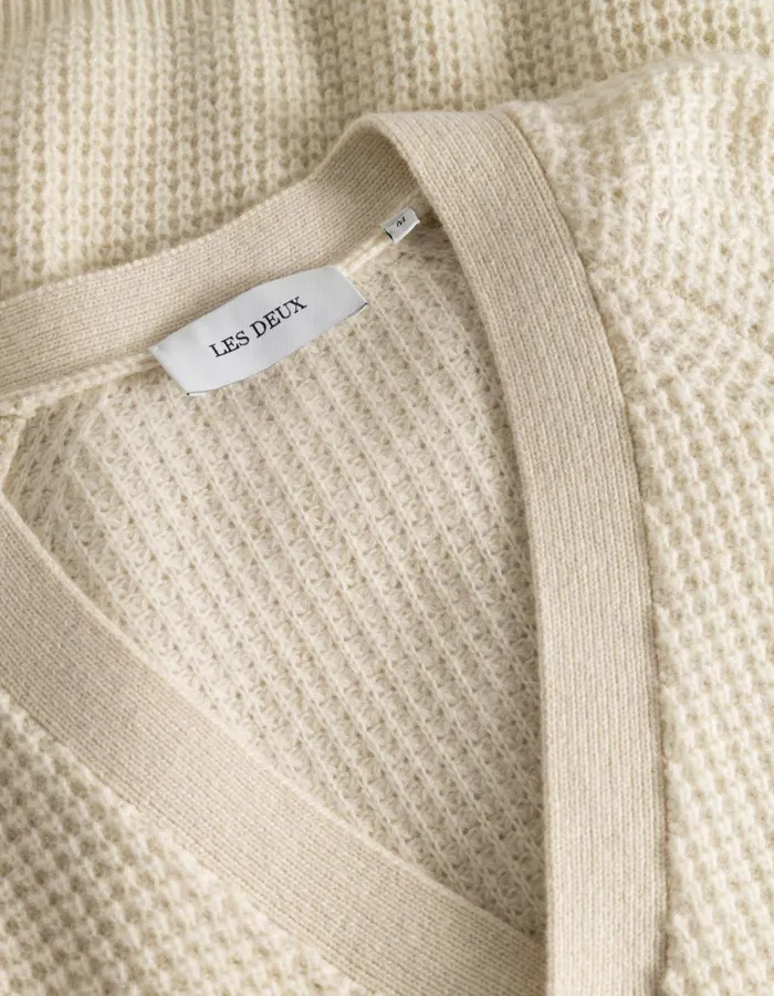 Men Grady Waffle Cardigan 8211 Ivory Les Deux Knitwear