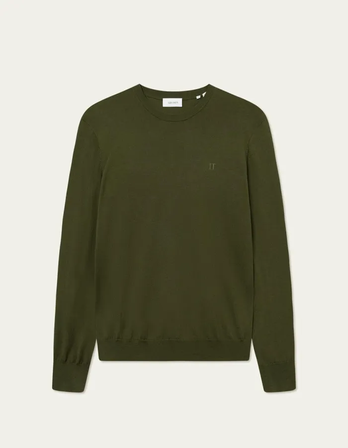 Men Greyson Merino Knit 8211 Chive Green Les Deux Knitwear