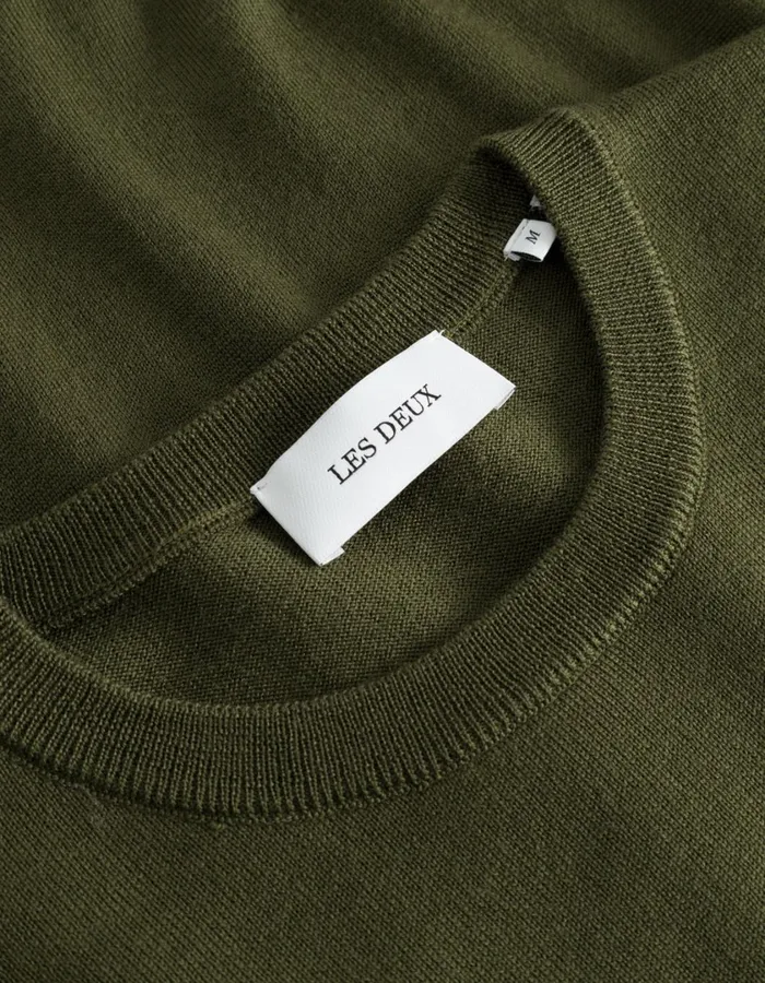 Men Greyson Merino Knit 8211 Chive Green Les Deux Knitwear