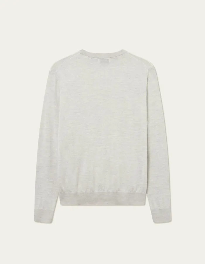 Men Greyson Merino Knit 8211 Ivory Melange Les Deux Knitwear