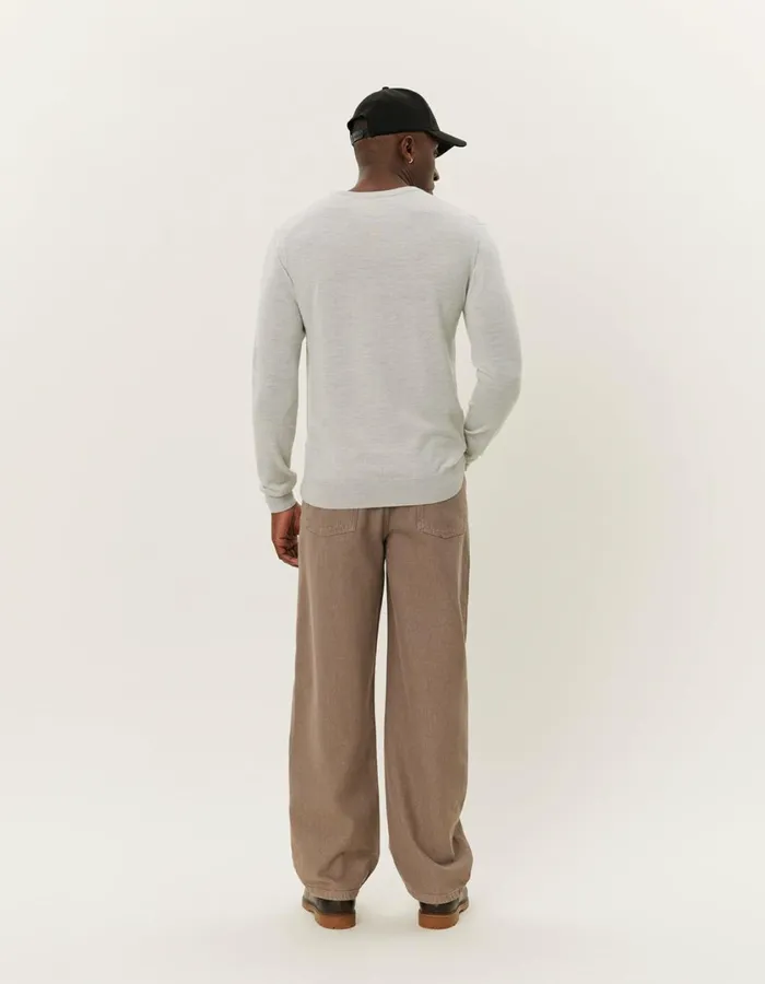 Men Greyson Merino Knit 8211 Ivory Melange Les Deux Knitwear