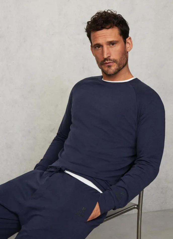 Men Homewear Hackett London Slim Fit Long Sleeve TShirt Navy