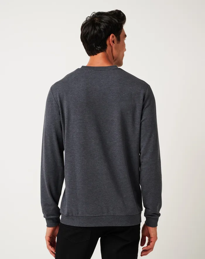 Men Hoodies and Sweatshirts TravisMathew AMENITIES VNECK CREW Heather Dark Grey Men Hoodies and Sweatshirts TravisMathew AMENITIES VNECK CREW Heather Dark Grey