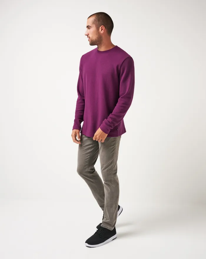 Men Hoodies and Sweatshirts TravisMathew BURNLEY CLOUD WAFFLE CREW Claret