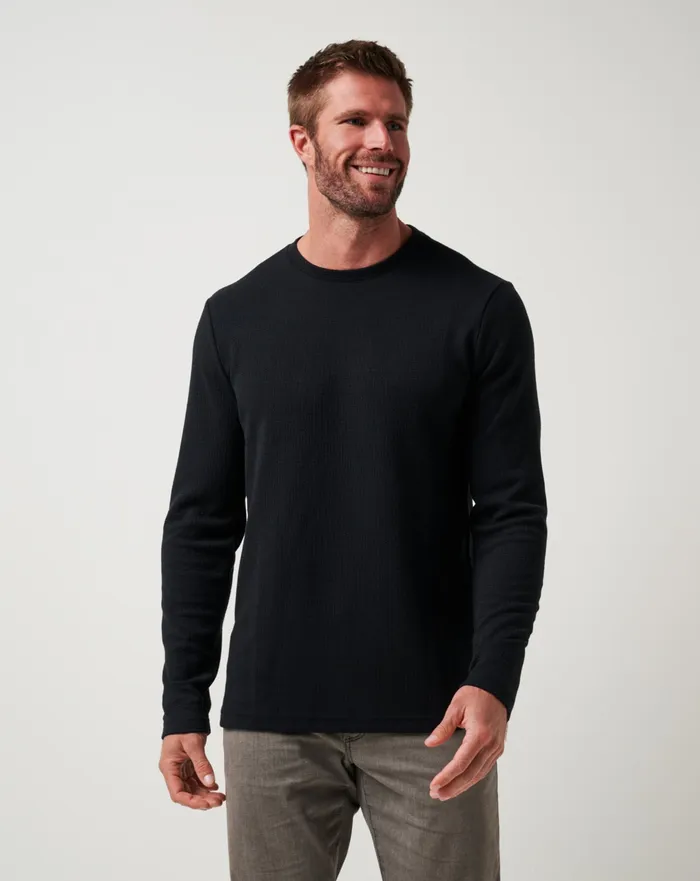 Men Hoodies and Sweatshirts TravisMathew CLOUD WAFFLE CREW Black