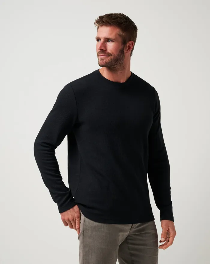 Men Hoodies and Sweatshirts TravisMathew CLOUD WAFFLE CREW Black