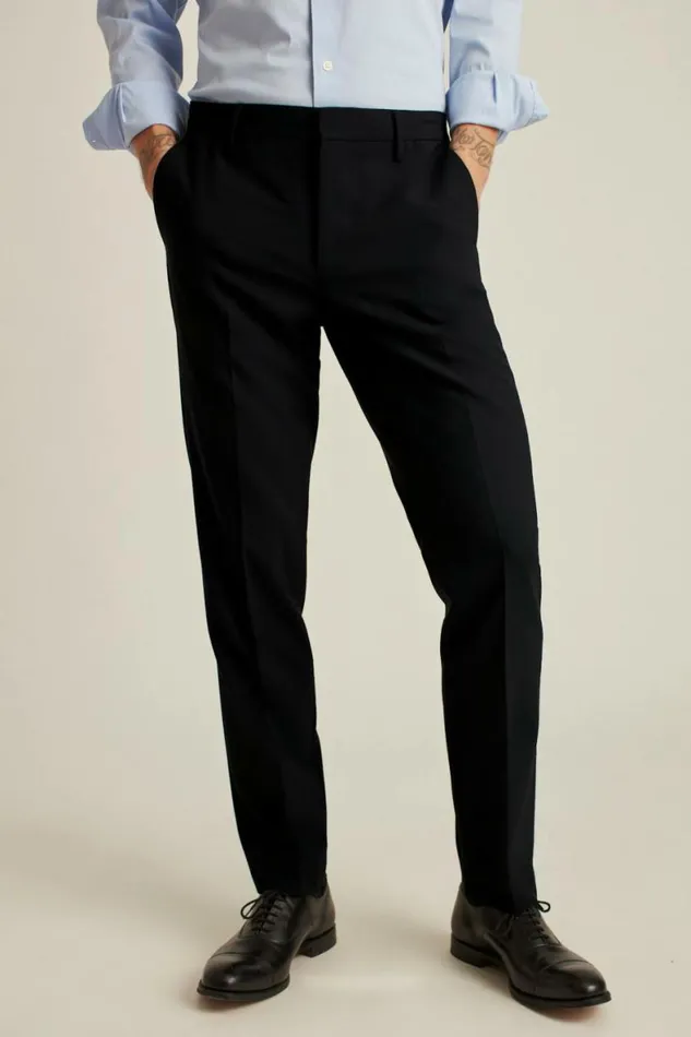 Men Italian Stretch Wool Dress Pants Black Bonobos Dress Pants