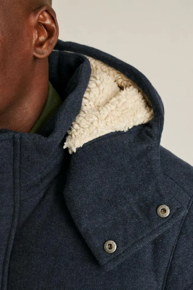 Men Italian Wool Puffer Jacket Navy Bonobos Jackets and Coats